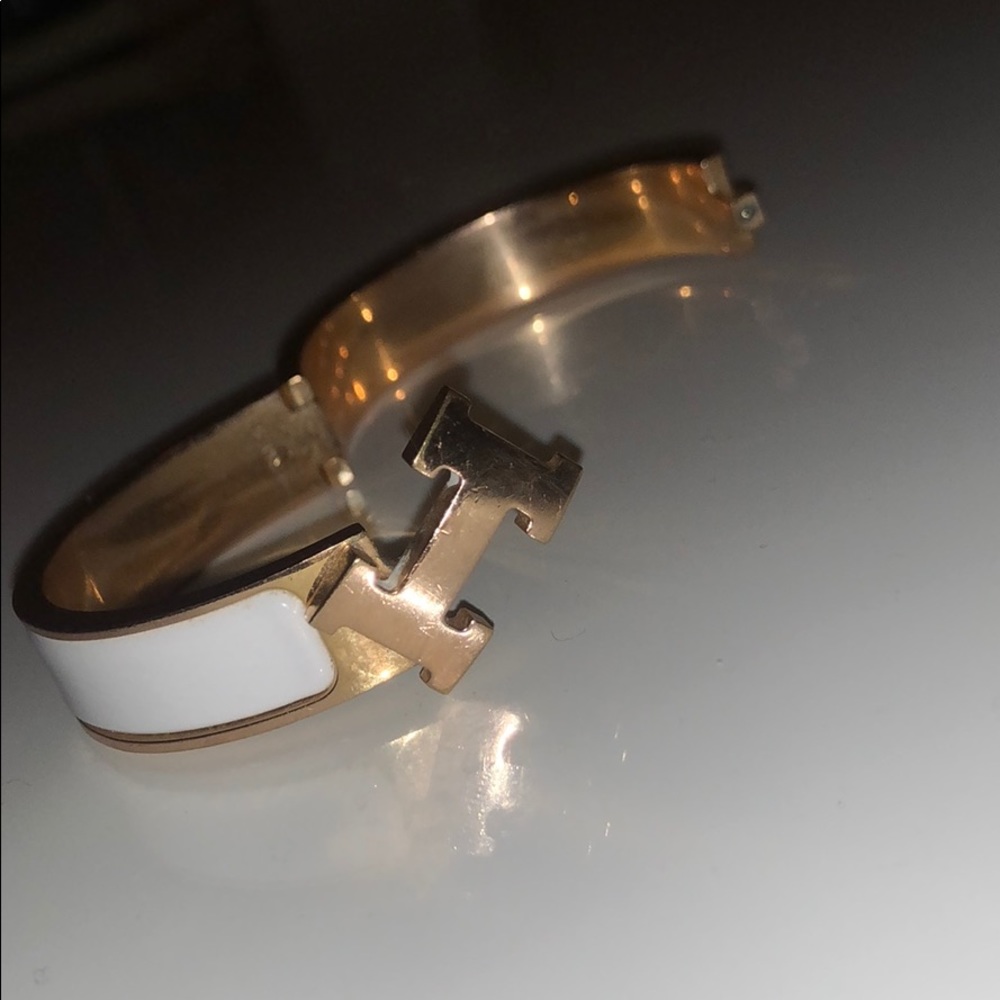 Hermès clic H bracelet, blanc (rose gold) - Picture 2 of 4